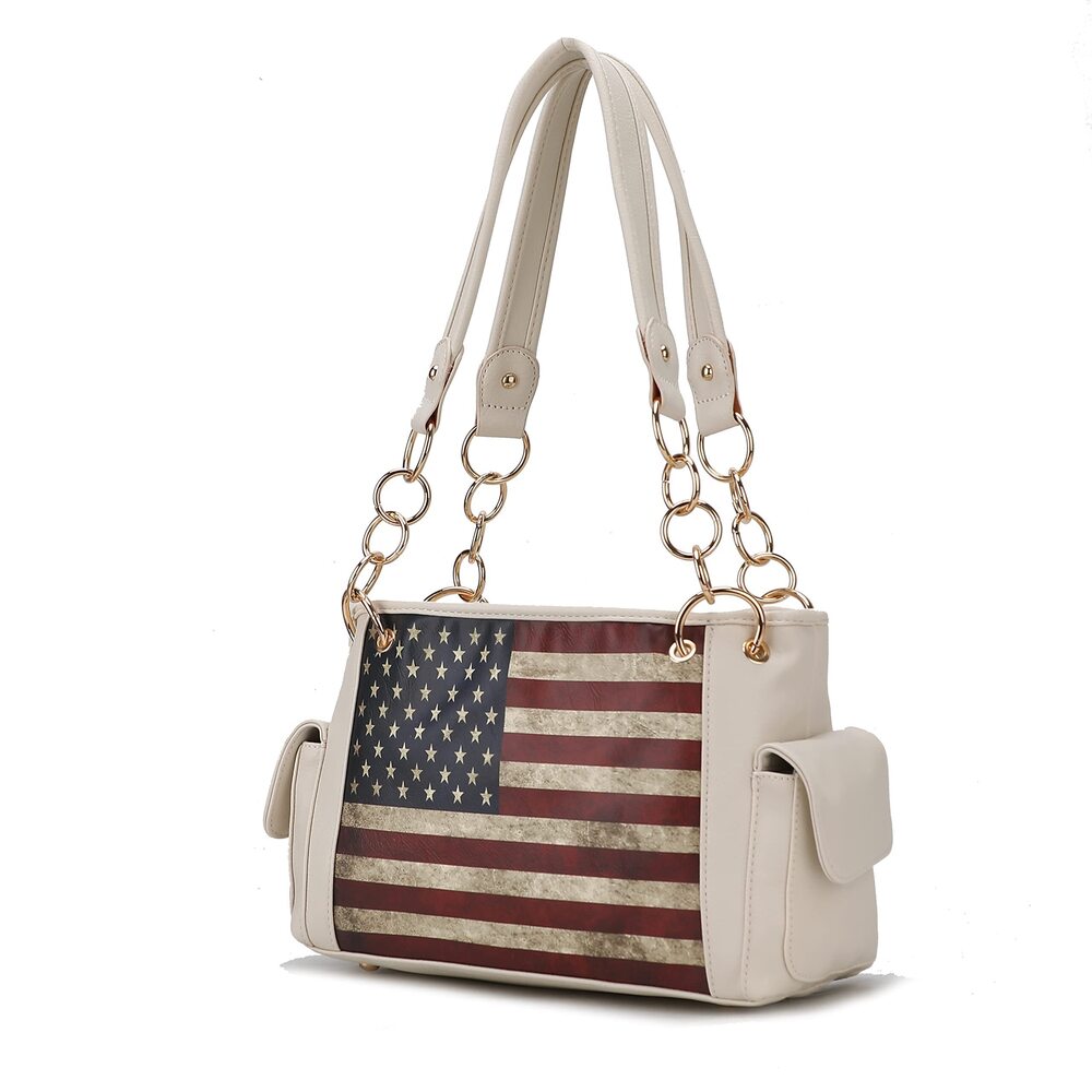 7754 USA Shoulder Bags , Vegan Leather American Flag Handbag Purse